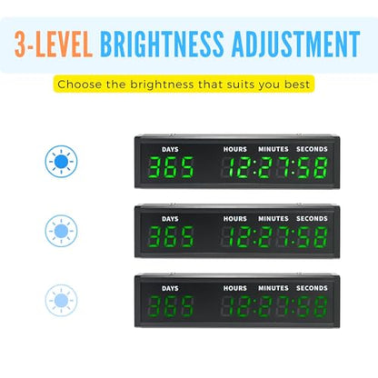 Large Display Digital Countdown Clock, LED Large Display Count Up/Count Down Timer, 999 Days Countdown Calendar for Christmas Retirement Birthday Event Timer with Remote Control (Green)