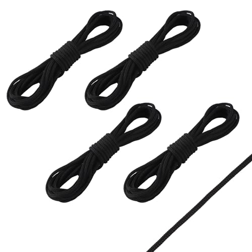 lasuroa 4 Pcs Trampoline Netting Cords, 15ft Each Black Trampoline Netting Cords Replacement Parts for Fence Netting Safety Trampoline Netting Cords Fits 12-16ft Trampolines