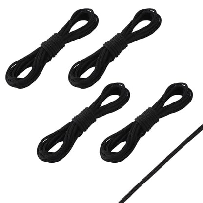 lasuroa 4 Pcs Trampoline Netting Cords, 15ft Each Black Trampoline Netting Cords Replacement Parts for Fence Netting Safety Trampoline Netting Cords Fits 12-16ft Trampolines