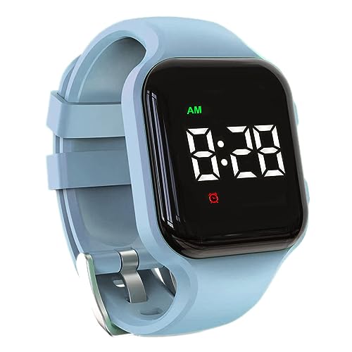 Vibrating Alarm Watch Rechargeable 15 Alarm Reminder Wristband Potty Training Watch with Lock Screen - color: Light Blue