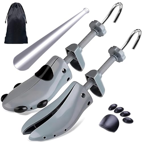 CHERAINTI Shoe Stretcher Professional Shoe Expander Widener Adjustable Stretch Length and Width for Wide Feet - color: Grey - Men Large Size 9.5-13