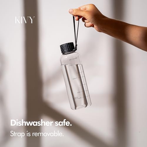 KIVY Slim Water Bottle 22oz Tritan - Lightweight & Shatterproof - BPA-Free - color: Black Clear, size: 22oz