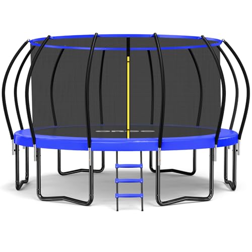 ORCC 1200LBS Weight Capacity Trampoline 16 15 14 12 10 8 FT for Kids with Safety Enclosure Net for Children Adults Outdoor Yard Trampolines