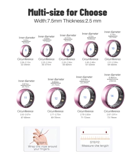 AI Smart Ring for Women Men, Health Ring with AI Health Analysis - color: Lavender Pink, size: 7#