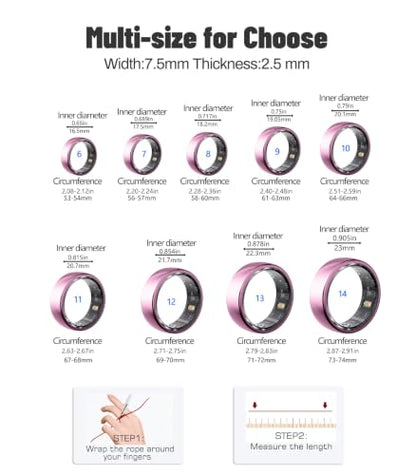 AI Smart Ring for Women Men, Health Ring with AI Health Analysis - color: Lavender Pink, size: 7#