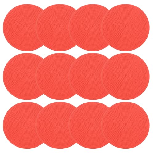 PATIKIL Poly Spot Markers, Rubber Floor Dots with Storage Bag Flat Agility Cones for Sports Training - color: Red, size: 4 Inch