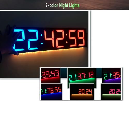 26'' Huge Digital Wall Clock, Home Gym Interval Workout Timer Clock, with Seconds Countdown/up, Stopwatch, 8-Alarms, 7-Color Night Light for Tabata/HIIT/MIIT/EMOM/FGB/Boxing (White)