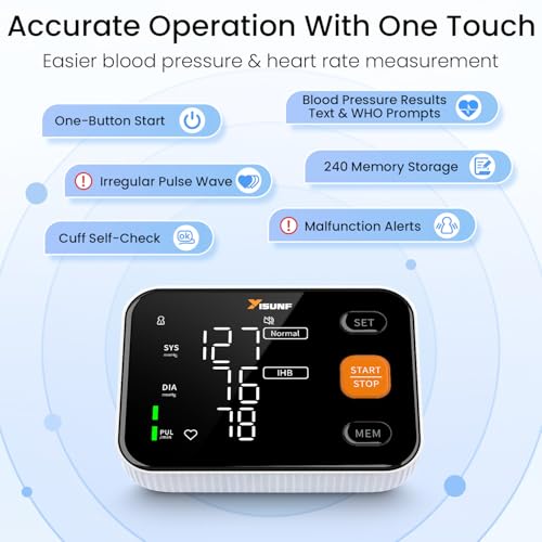 Arm Blood Pressure Monitor, Automatic Digital Blood Pressure Machine for Home Use with Dual User Memory, Adjustable BP Cuff, Unlimited Free Measurement