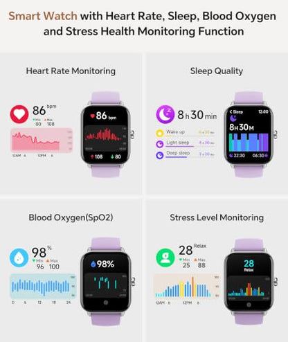 Smart Watch for Women/Men, Bluetooth Calling, Alexa built-in, iOS Android - color: Light Purple
