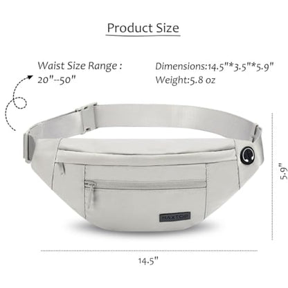 MAXTOP Large Grey Fanny Pack Crossbody Bags for Women Men Fashion Waist Bag - color: Cloud Grey
