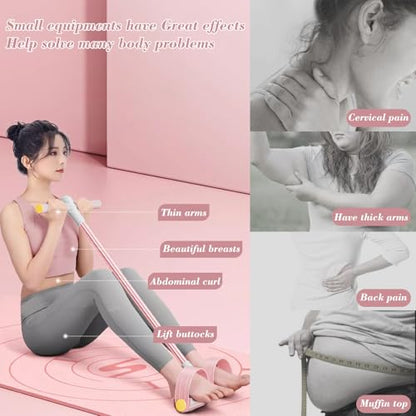 Foot Pedal Resistance Band,6-Tube Pedal Puller Resistance Rope,Yoga Elastic Exercise Bands, for Women Jump Fitness, Abdomen/Arm Weight/Waist/Leg Stretching Slimming Training - color: Pink