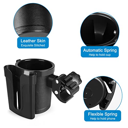 Accmor Stroller Cup Holder with Phone Keys Holder, 3-in-1 Universal Cup Holder, Drinks Bottle Holder for Stroller, Bike, Wheelchair, Walker, Scooter - color: Black