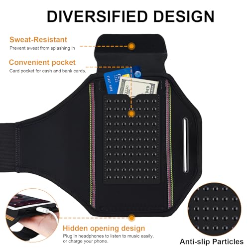 Running Phone Armband with Earphone Holder 3D Design for 7.0" Phones - color: Black (Up to 7.0'')