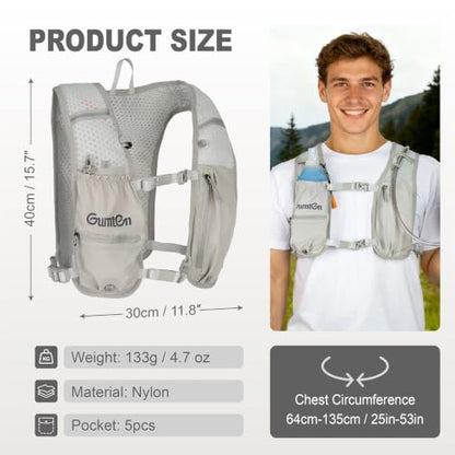 Running Vest for Women Men, Running Hydration Vest with Adjustable Chest Straps for Marathon Jogging Hiking Cycling - size: Gray, style: Running Vest