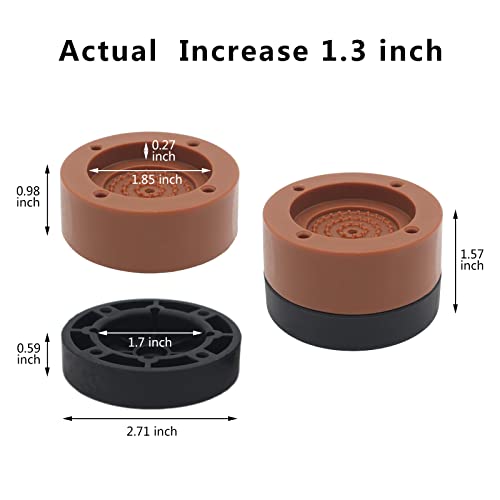 Brown Round Bed Furniture Risers (Set of 4) 1.3 inch, 2 inch - color: Brown-4 Pack, size: one layer (1.3 inch)