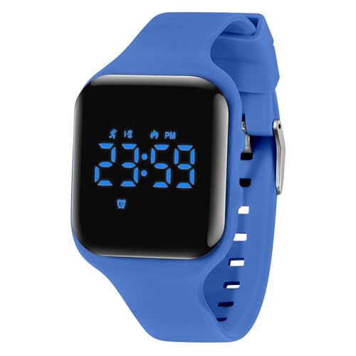 Kids Watches for Girls Boys Digital Sport Watch with Step Counter Pedometer Vibration Alarm Clock, No App Waterproof Fitness Tracker Kids Watch Boys Girls Teens Students Ages 5-16 - color: 022-E-CoolBlue