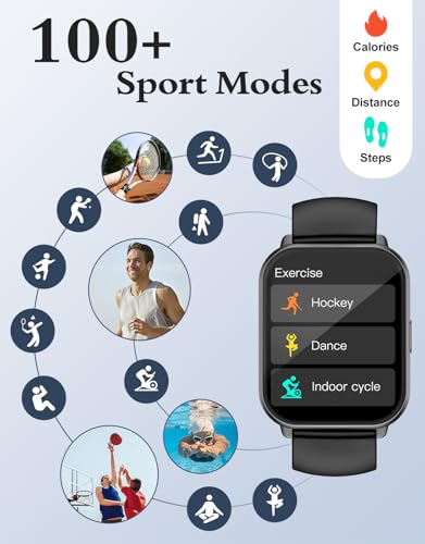 RUIMEN Smart Watches for Men Women (Answer/Make Call, 2 Bands), 1.8", Black - color: Black