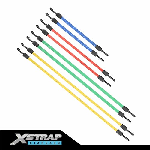 XSTRAP STANDARD 8-Pack Flat Reflective Bungee Cord with Hooks Elastic Strap - color: Reflective