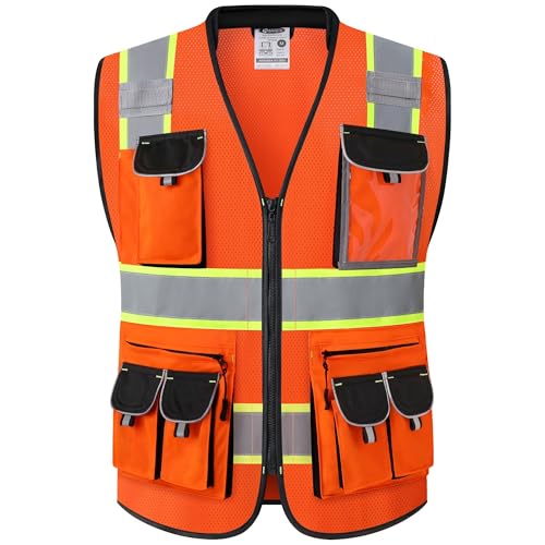 JKSafety Reflective Safety Vest for Men Cushioned Collar JK89M Orange M - color: Mesh-orange, size: Medium