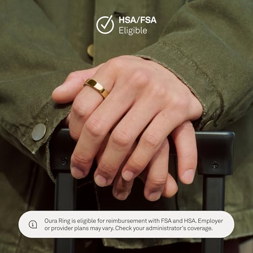 Oura Ring 5 - Gold - Size 8 - Smart Ring Health Tracker - Sleep, Activity, Women's Health, AI Advisor, 1 Week Battery Life, Oura App, Android & iOS Compatible - color: Gold, size: 8, style: Ring
