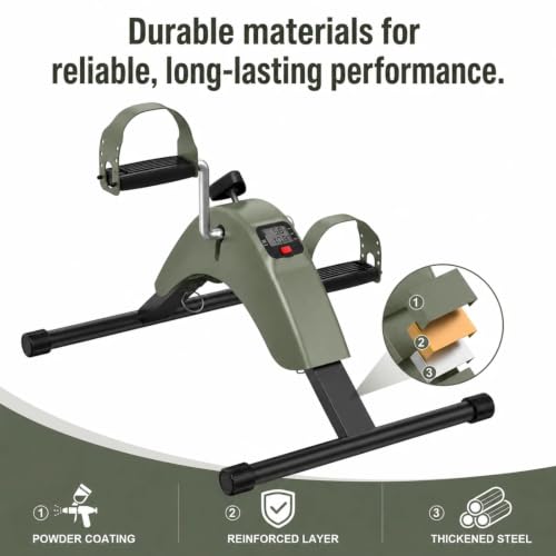 Under Desk Bike Pedal Exerciser for Arms and Legs, Foldable Mini Exercise Bike with LCD Display and Adjustable Resistance for Home and Office - color: Green