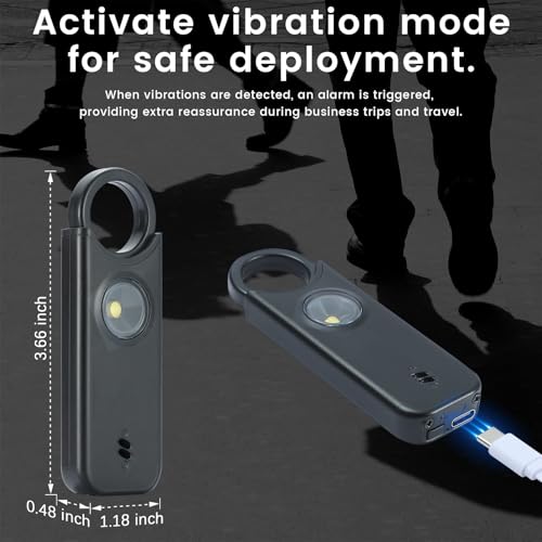 TIPSEAN Personal Safety Alarm - 135dB Ultra Loud Siren with LED Strobe Light, USB-C Rechargeable, Compact Keychain Alarm for Women/Men, Emergency Flashlight & Vibration Alert(Black) - color: Black