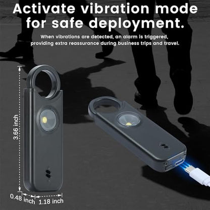 TIPSEAN Personal Safety Alarm - 135dB Ultra Loud Siren with LED Strobe Light, USB-C Rechargeable, Compact Keychain Alarm for Women/Men, Emergency Flashlight & Vibration Alert(Black) - color: Black