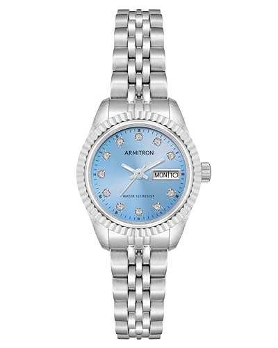 Armitron Women's Genuine Crystal Accented Bracelet Watch, 75-2475 - color: Silver/Light Blue