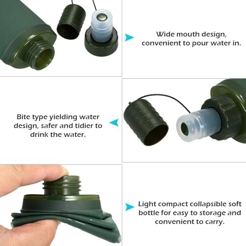 250/500ml Soft Flask Water Bottle, Collapsible TPU Sports Water Bottle with Bite Valve, Folding Flask for Running Hiking Cycling Camping(Blue-500ml) - style: Blue-500ml