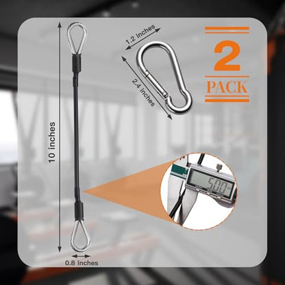 2PCS Gym Cable Extension,Replacement Cable Machine Accessories,Cable Pulley Attachments for Gym -Thick 5mm(0.2inch) Heavy Duty Steel Wire Rope for Home Gym Cable, Leg Extensions Machine - size: 10 inch (2PCS)