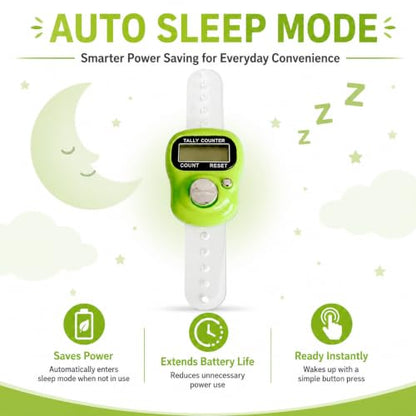 5 Digit LED Digital Row Counter, Handheld Tally Counter with Ring Electronic Click Counter for Golf and Lap Counting - color: Green