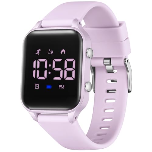 Kids Digital Watches for Boys Girls, Sports Watch with Fitness Tracker, Pedometer, Alarm Clocks, Stopwatch, No App Needed Waterproof Kids Watch, Gift for Teens Student Girls Boys Ages 5-14 - color: L6615E-PinkPurple