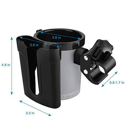 Accmor Stroller Cup Holder with Phone Keys Holder, 3-in-1 Universal Cup Holder, Drinks Bottle Holder for Stroller, Bike, Wheelchair, Walker, Scooter - color: Black Grey