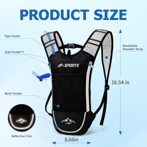 2-Pack Hydration Backpack with 2L Bladder for Hiking Running Cycling