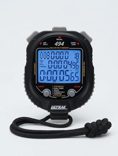 ULTRAK 494 Stopwatch - 500 Dual Split Memory, Waterproof, LED Backlight
