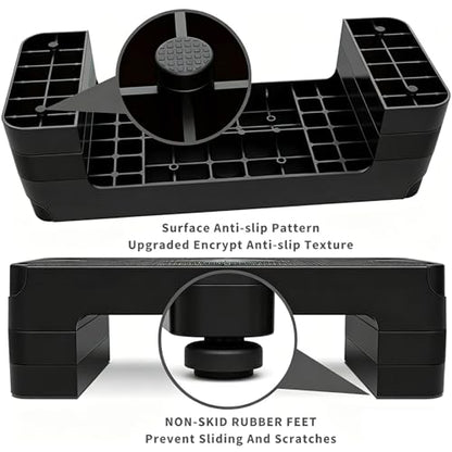 Aerobic Step Platform, Non Slip Adjustable Height Step Trainer - color: Black