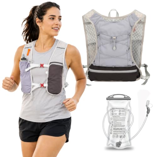 Running Vest with 2L Hydration Bladder Lightweight Pack - color: Gray