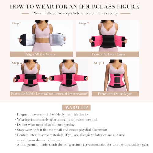 YIANNA Waist Trainer Sauna Sweat Waist Cincher Tummy Control Body Shaper - color: Full Rose, size: Small