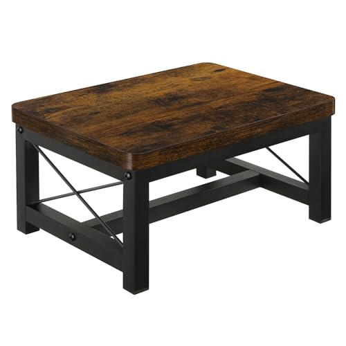 YINMIT Wooden Step Stool for Adults, Heavy Duty Step Stool for High Bed with Non-Slip Feet, Using for Bedroom, Living Room, Bathroom and Kitchen, Hold Up to 500 LBS - color: Rustic Brown 1 Tier