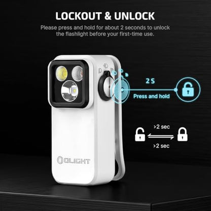 OLIGHT Oclip Pro Rechargeable EDC Clip-on Flashlight, White - color: White
