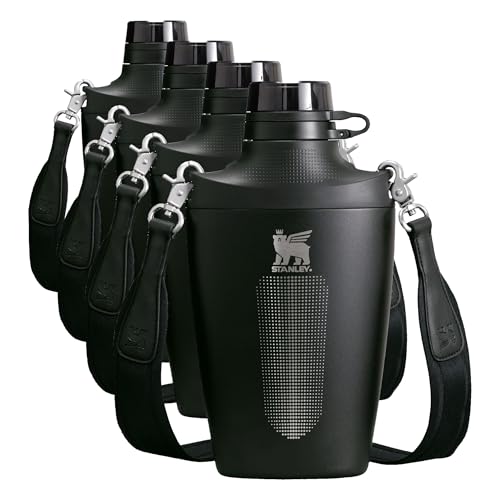 STANLEY Cross Bottle 23 oz | Travel Water Bottle with Jacquard Strap | Leakproof Tritan Lid with Removable Straw | Insulated Stainless Steel | BPA-Free | Black (Pack of 4) - color: Black, size: 23 Ounces (Pack of 4)
