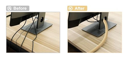 Cable Management Sleeve, Split Design, 10FT - 1/2 Inch, Beige - color: Beige, size: 1/2"-10ft