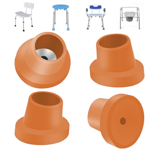 Replacement Feet for Bath Chair Shower Chair Leg Caps Heavy Duty Replacement Feet for Shower Chair Slope Rubber Tips Non Slip Shower Bench Rubber Tips (Orange, 1-1/8") - color: Orange
