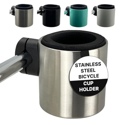 Kroozie Stealth Bike Cup Holder, Stainless Steel - color: Classic Stainless