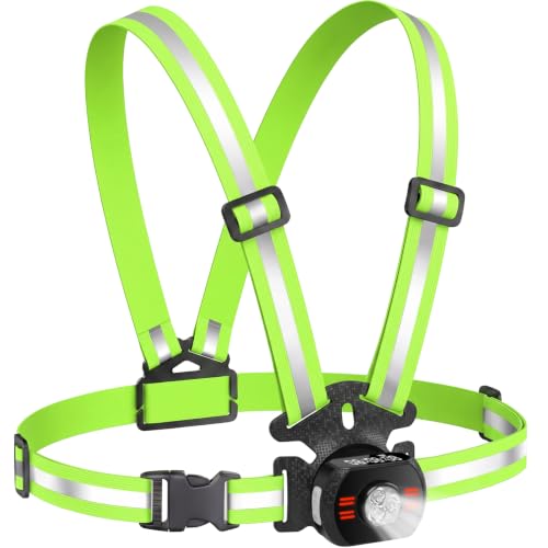 500LM Running Lights for Runners, 360° Reflective Safety Running Vest with Workout Display for Time, Steps & Distance, 45° Adjustable Beam, IPX4 Waterproof, for Night Running/Walking/Cycling/Jogging