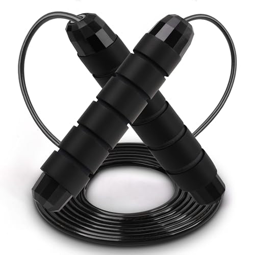 Jump Rope Adjustable Jump Ropes Tangle-Free Rapid Speed Jumping Rope with Ball Bearings for Fitness for Women Men Fitness, Home School Gym Exercise Slim Body - color: Black