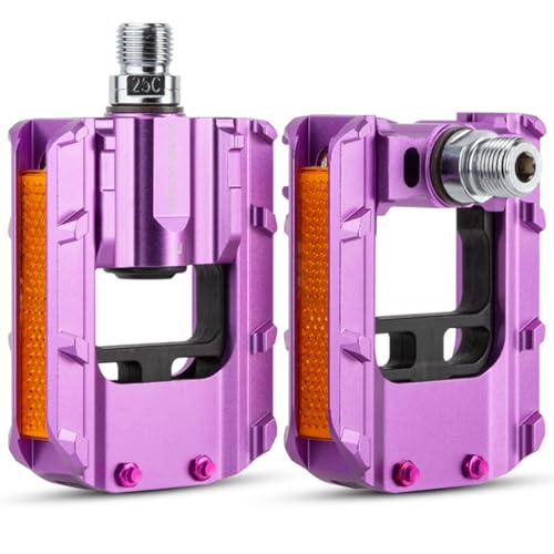 Folding Bike Pedals, All Aluminum Alloy Non-Slip Bike Pedals - color: Purple