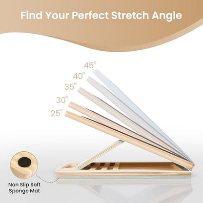 Calf Stretch Board - Incline Board, Slant Boards for Exercise, Squats Calf Stretcher, 300lbs Wooden Incline Wedge, Stretcher for Squats with Loop Band & 2 Sand Papers, Calf-Stretch Boards for Knees