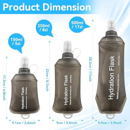 Sport Soft Water Bottle, TPU Collapsible Flask Foldable Bottles for Hydration Pack, BPA-Free, for Running Hiking Cycling Climbing (150ml) (Blue) - color: Blue