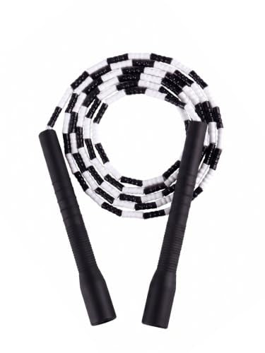 YUEDONG Beaded Jump Rope, 20cm Handles, Soft TPU Beads, Rhythmic Click - color: BLACK